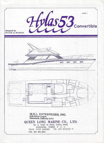 Hylas 53 Convertible Specification Brochure