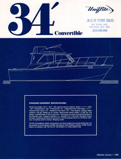 Uniflite 34 Convertible Specification Brochure