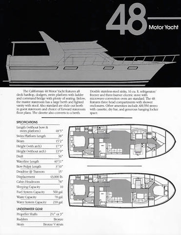 Carver Californian 48 Motor Yacht Specification Brochure