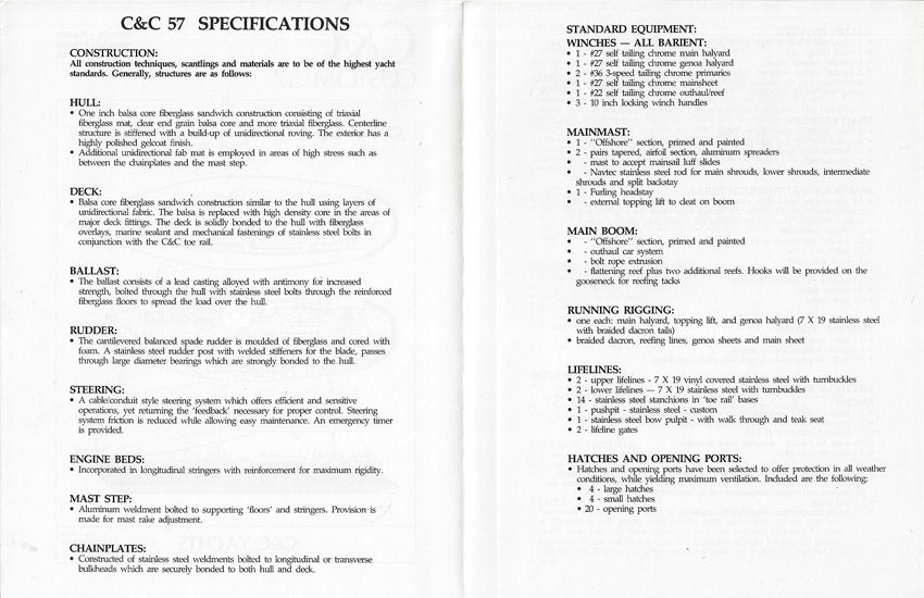 C&C 57 Specification Brochure