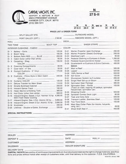 Newport 27 SII Specification Brochure