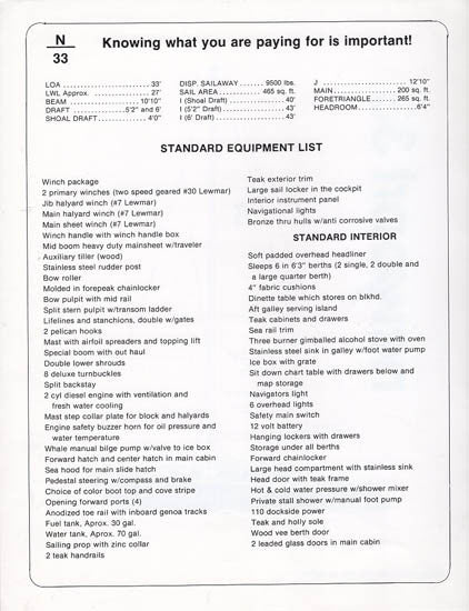 Newport 33 Specification Brochure