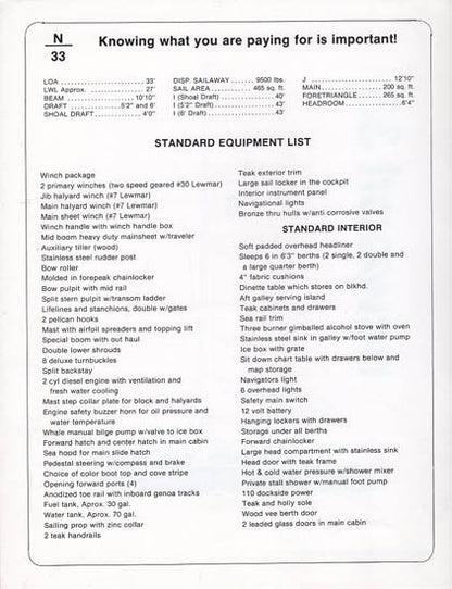 Newport 33 Specification Brochure