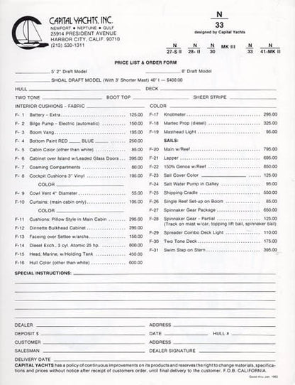 Newport 33 Specification Brochure