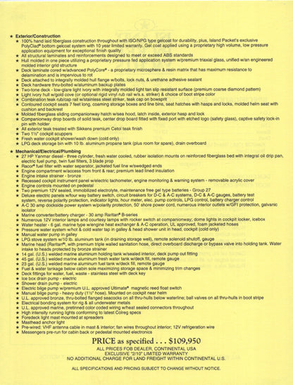 Island Packet 29 Specification Brochure