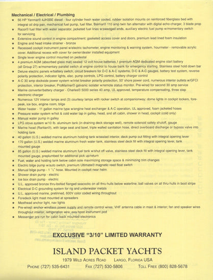 Island Packet 380 Specification Brochure
