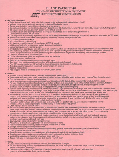 Island Packet 40 Specification Brochure