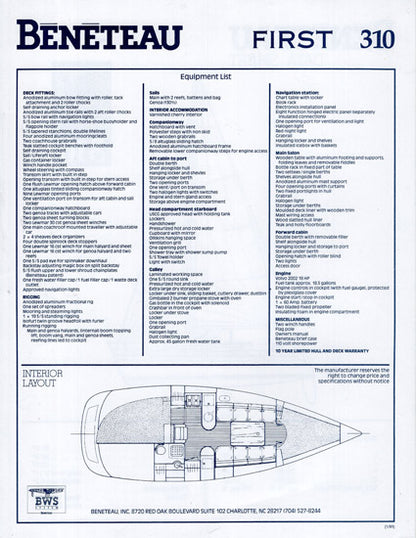Beneteau First 310 Specification Brochure