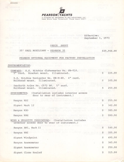 Pearson 35 Brochure