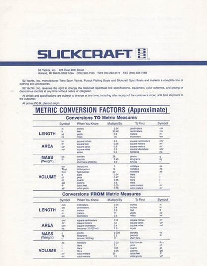 S2 Slickcraft 1990 Price Brochue