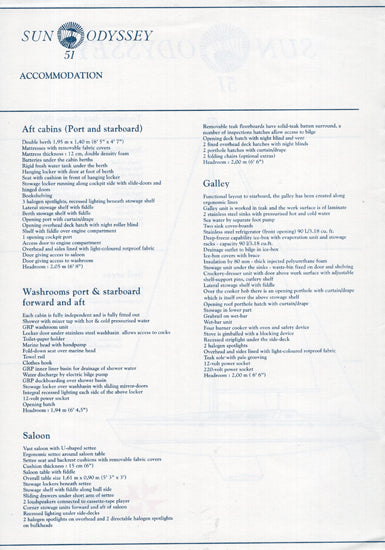 Jeanneau Sun Odyssey 51 Specification Brochure