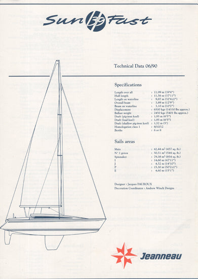 Jeanneau Sun Fast 39 Specification Brochure