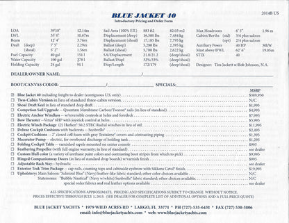Blue Jacket 40 Specification Brochure
