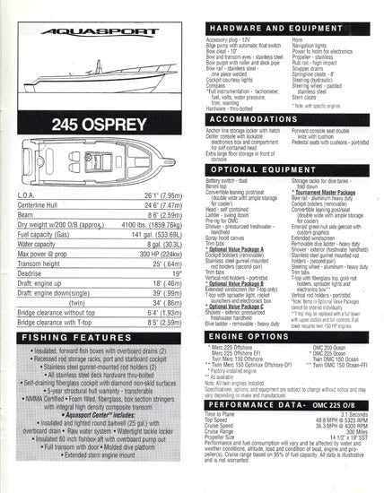 Aquasport 1998 Specification Brochure