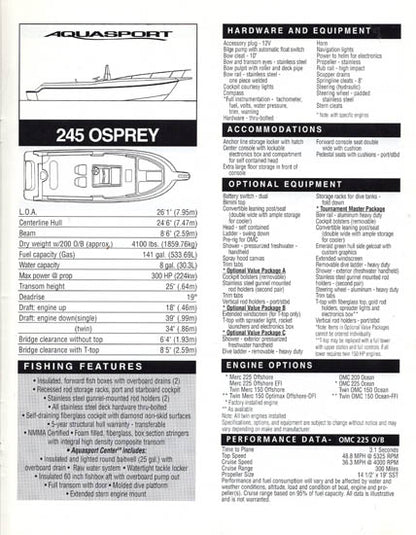 Aquasport 1998 Specification Brochure