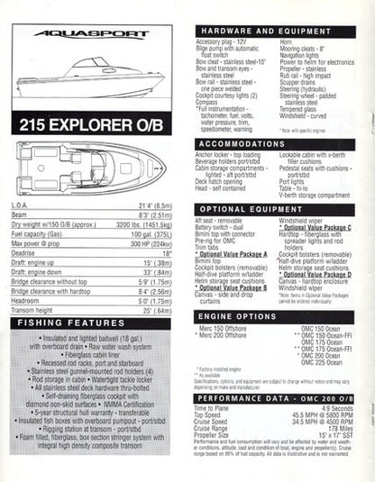 Aquasport 1998 Specification Brochure