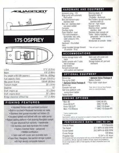 Aquasport 1998 Specification Brochure