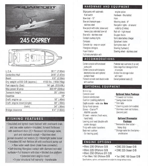Aquasport 1996 Dealer Handbook Brochure