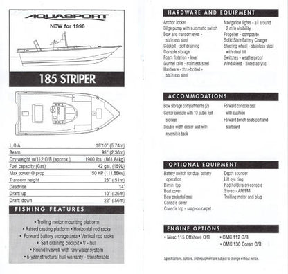 Aquasport 1996 Dealer Handbook Brochure
