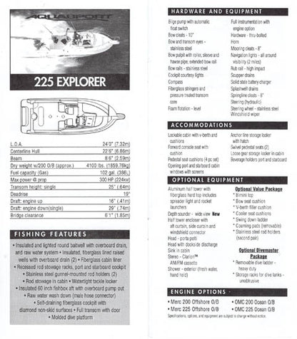 Aquasport 1996 Dealer Handbook Brochure