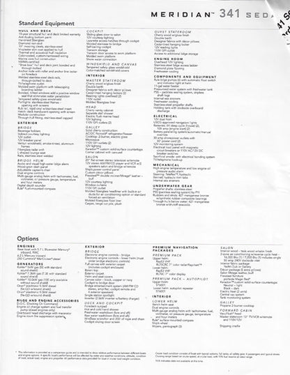 Meridian 341 Sedan Specification Brochure