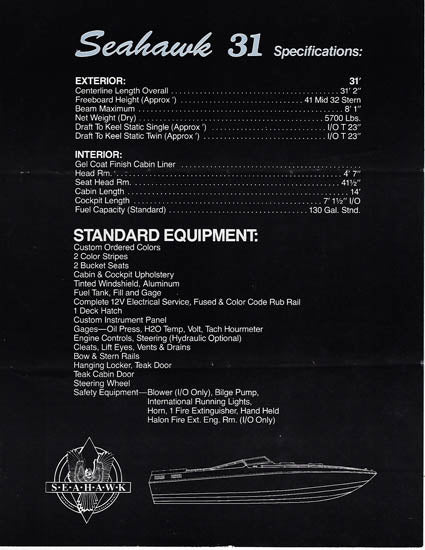 Seahawk 31 Specification Brochure