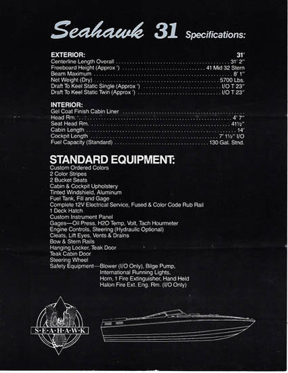 Seahawk 31 Specification Brochure