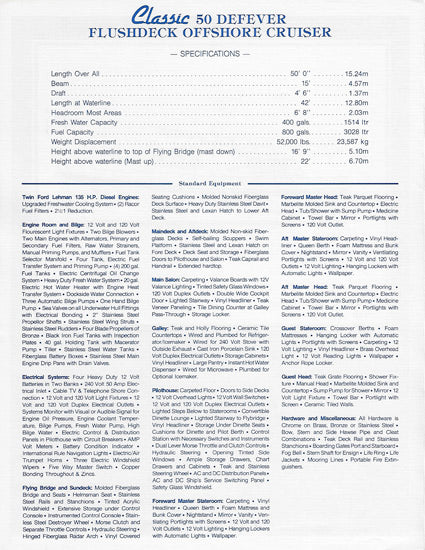 DeFever 50 Offshore Cruiser Specification Brochure
