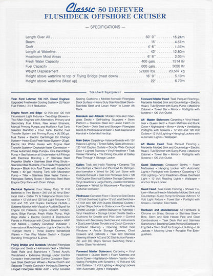 DeFever 50 Offshore Cruiser Specification Brochure