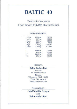 Baltic 40 Brochure Package