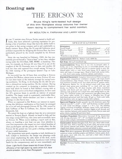 Ericson 32 Boating Magazine Reprint Brochure