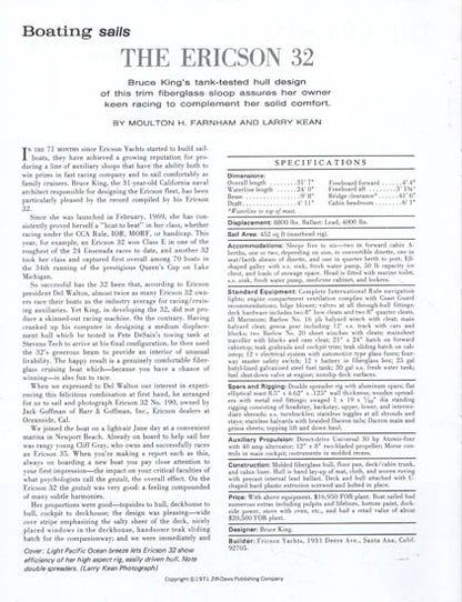 Ericson 32 Boating Magazine Reprint Brochure