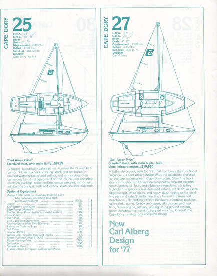 Cape Dory 1977 Price List