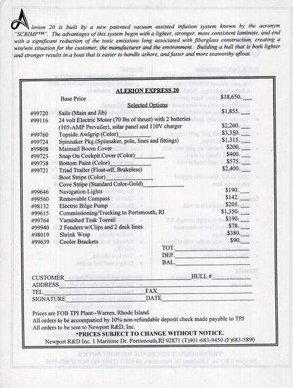 Alerion Express 20 Brochure