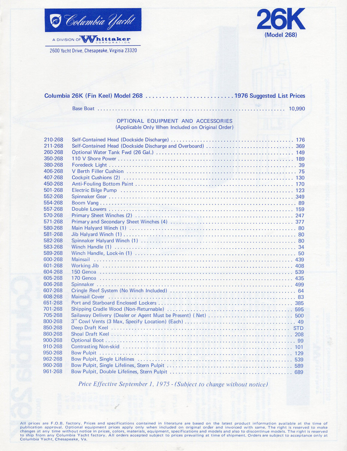 Columbia 26K Specification Brochure
