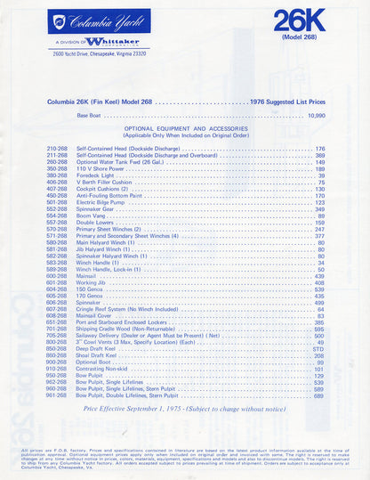 Columbia 26K Specification Brochure