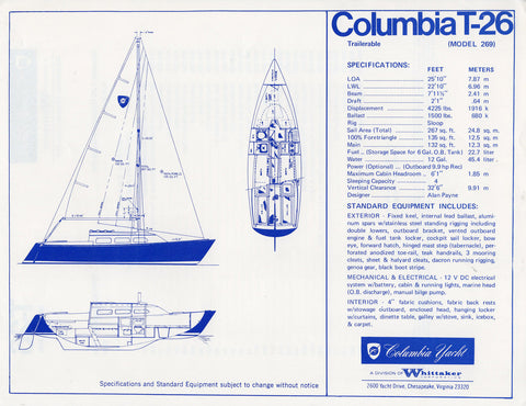 Columbia T26 Specification Brochure