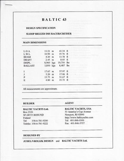 Baltic 43 Brochure Package