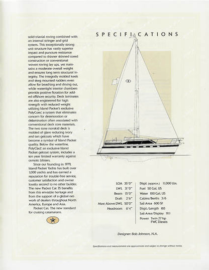 Island Packet Cat 35 Launch Brochure