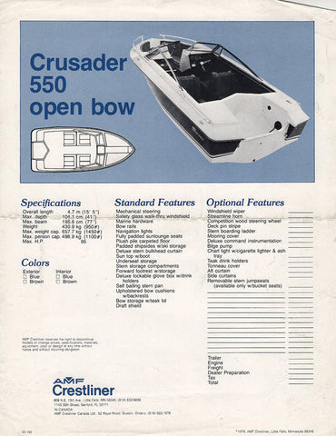 Crestliner Crusader 550 Open Bow Brochure