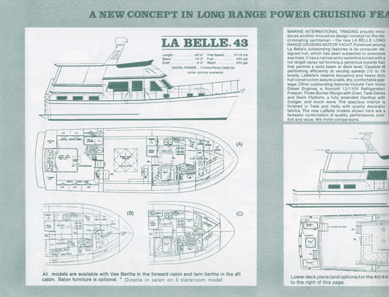 La Belle 1986 Motor Yacht Brochure
