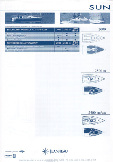Jeanneau 2000 / 2500 Specification Brochure