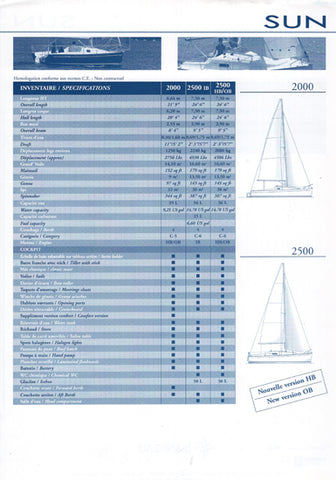 Jeanneau 2000 / 2500 Specification Brochure