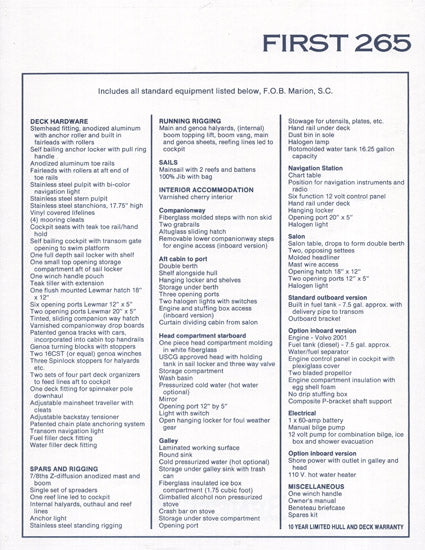 Beneteau First 265 Specification Brochure