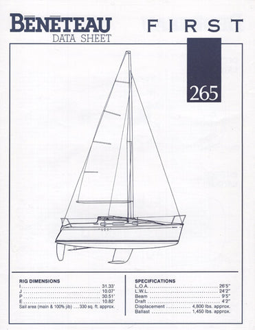 Beneteau First 265 Specification Brochure