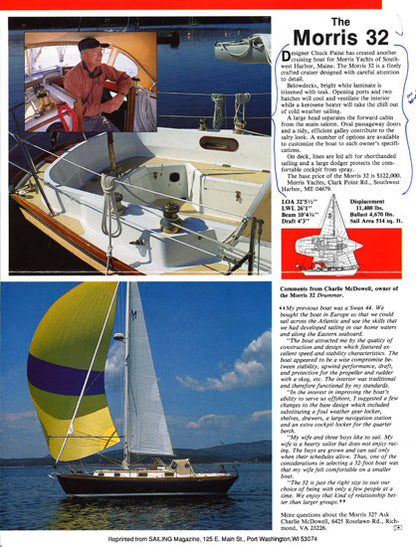 Morris 32 Sailing Magazine Reprint Brochure