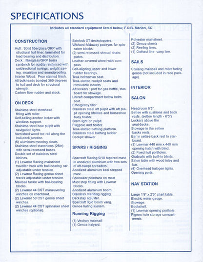 Beneteau Farr 40.7 Specification Brochure