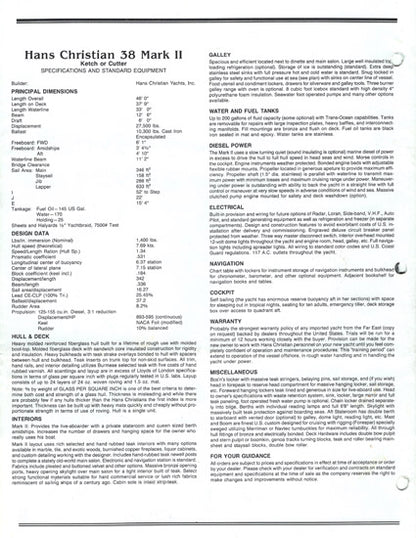 Hans Christian 38 Mark II Brochure