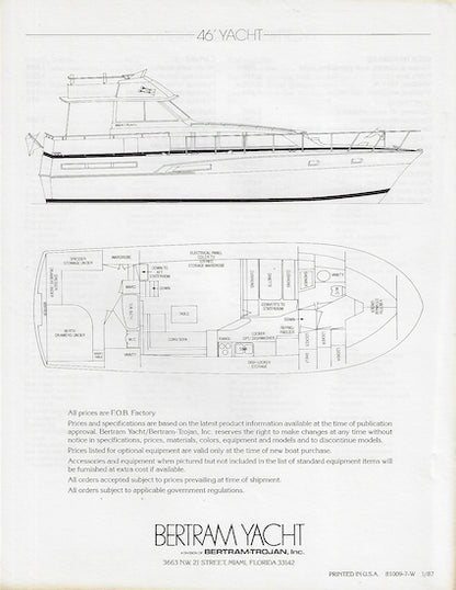 Bertram 46 Yacht Specification Brochure