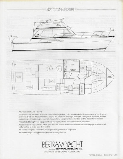 Bertram 42 Convertible Specification Brochure